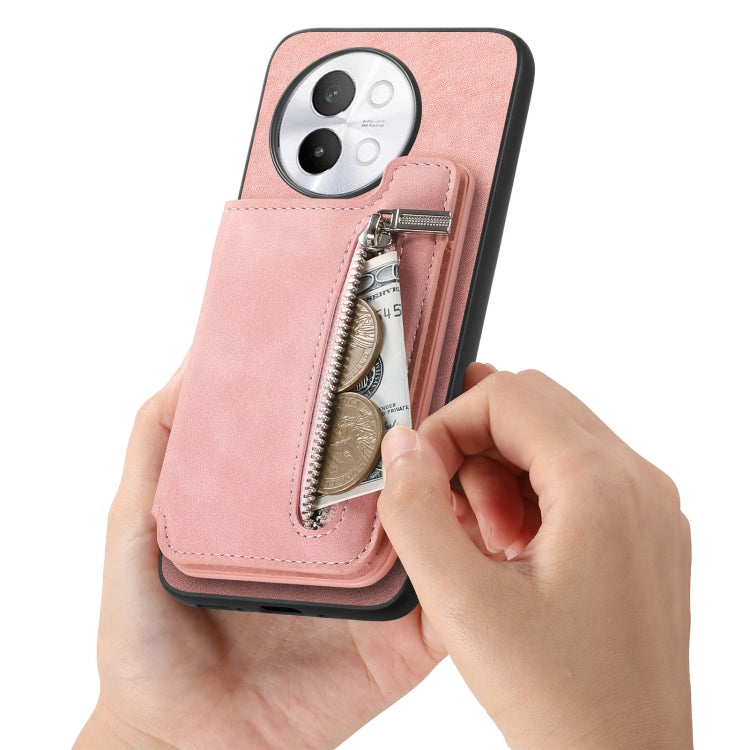 For vivo Y200 / V29e Retro MagSafe Zipper Wallet Card Bag Back Phone Case