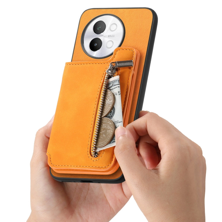 For vivo S17e / iQOO Z7 Pro / T2 Pro Retro MagSafe Zipper Wallet Card Bag Back Phone Case
