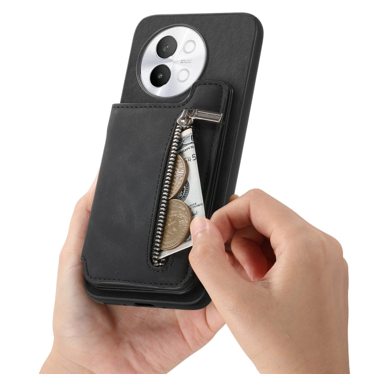 For vivo S17e / iQOO Z7 Pro / T2 Pro Retro MagSafe Zipper Wallet Card Bag Back Phone Case