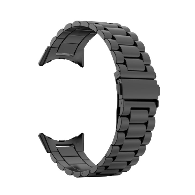 For Google Pixel Watch 4 / Watch 3 45mm Three Beads Stainless Steel Folding Buckle Integrated Watch Band