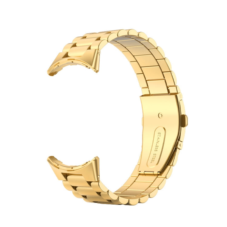 For Google Pixel Watch 4 / Watch 3 45mm Three Beads Stainless Steel Folding Buckle Integrated Watch Band