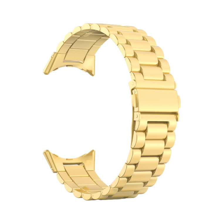 For Google Pixel Watch 4 / Watch 3 45mm Three Beads Stainless Steel Folding Buckle Integrated Watch Band