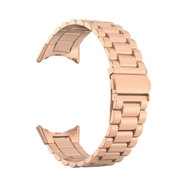 For Google Pixel Watch 4 / Watch 3 45mm Three Beads Stainless Steel Folding Buckle Integrated Watch Band