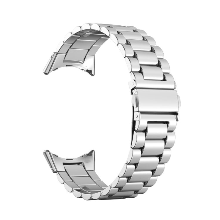 For Google Pixel Watch 4 / Watch 3 45mm Three Beads Stainless Steel Folding Buckle Integrated Watch Band
