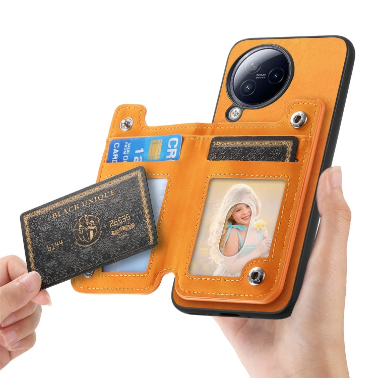 For Redmi A3 Retro MagSafe Zipper Wallet Card Bag Back Phone Case