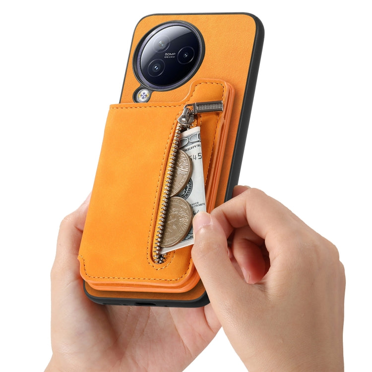 For Redmi A3 Retro MagSafe Zipper Wallet Card Bag Back Phone Case