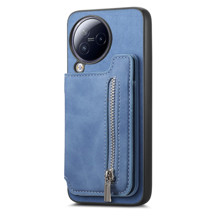 For Redmi A3 Retro MagSafe Zipper Wallet Card Bag Back Phone Case
