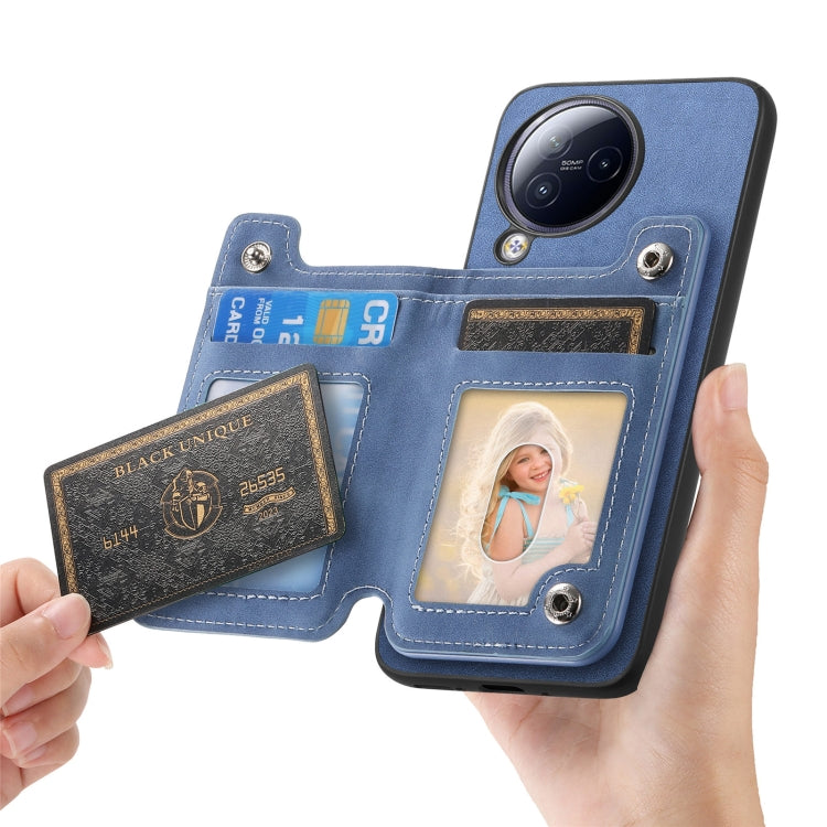 For Redmi A3 Retro MagSafe Zipper Wallet Card Bag Back Phone Case