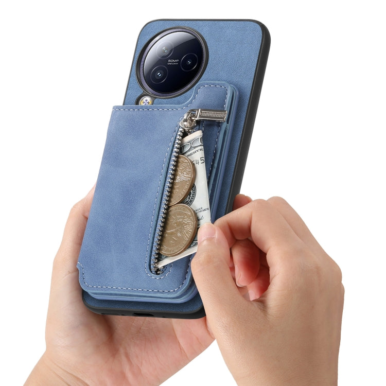 For Redmi A3 Retro MagSafe Zipper Wallet Card Bag Back Phone Case