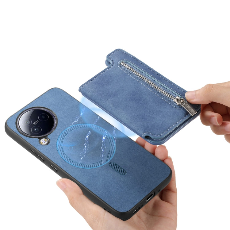 For Redmi A3 Retro MagSafe Zipper Wallet Card Bag Back Phone Case
