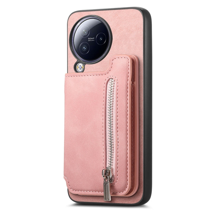 For Redmi A3 Retro MagSafe Zipper Wallet Card Bag Back Phone Case