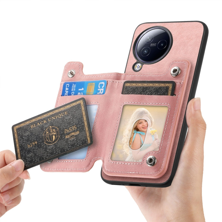 For Redmi A3 Retro MagSafe Zipper Wallet Card Bag Back Phone Case