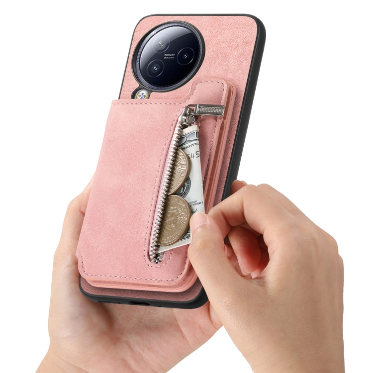 For Redmi A3 Retro MagSafe Zipper Wallet Card Bag Back Phone Case