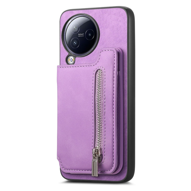 For Redmi A3 Retro MagSafe Zipper Wallet Card Bag Back Phone Case