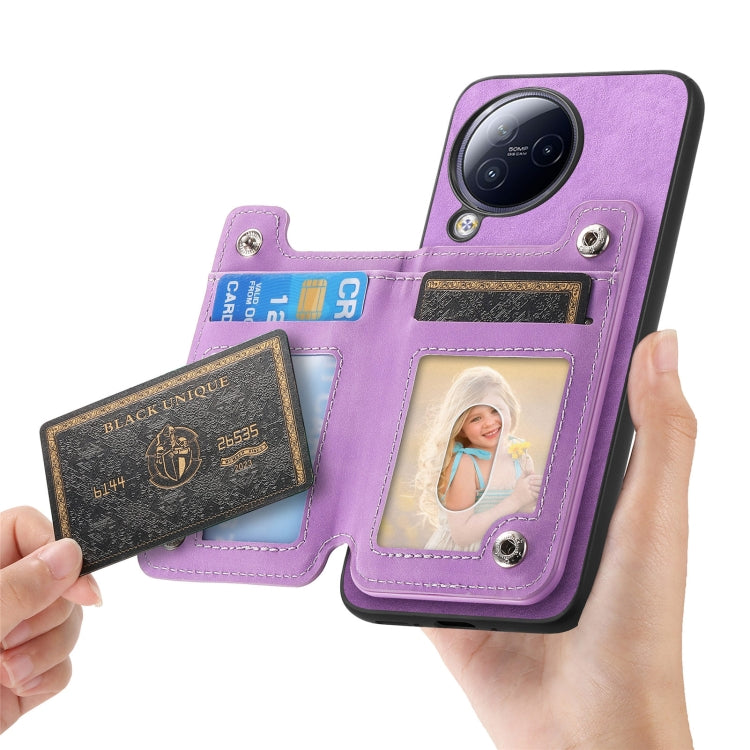 For Redmi A3 Retro MagSafe Zipper Wallet Card Bag Back Phone Case