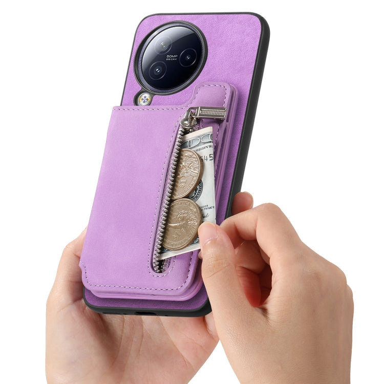 For Redmi A3 Retro MagSafe Zipper Wallet Card Bag Back Phone Case