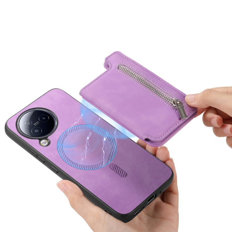 For Redmi A3 Retro MagSafe Zipper Wallet Card Bag Back Phone Case