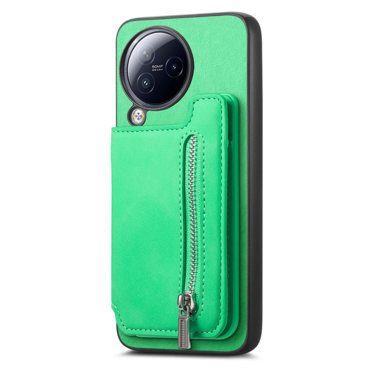 For Redmi A3 Retro MagSafe Zipper Wallet Card Bag Back Phone Case