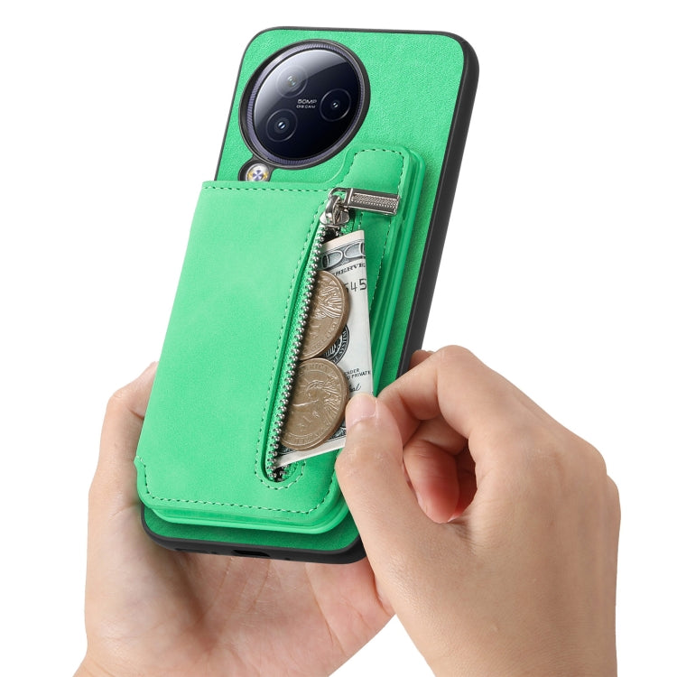 For Redmi A3 Retro MagSafe Zipper Wallet Card Bag Back Phone Case
