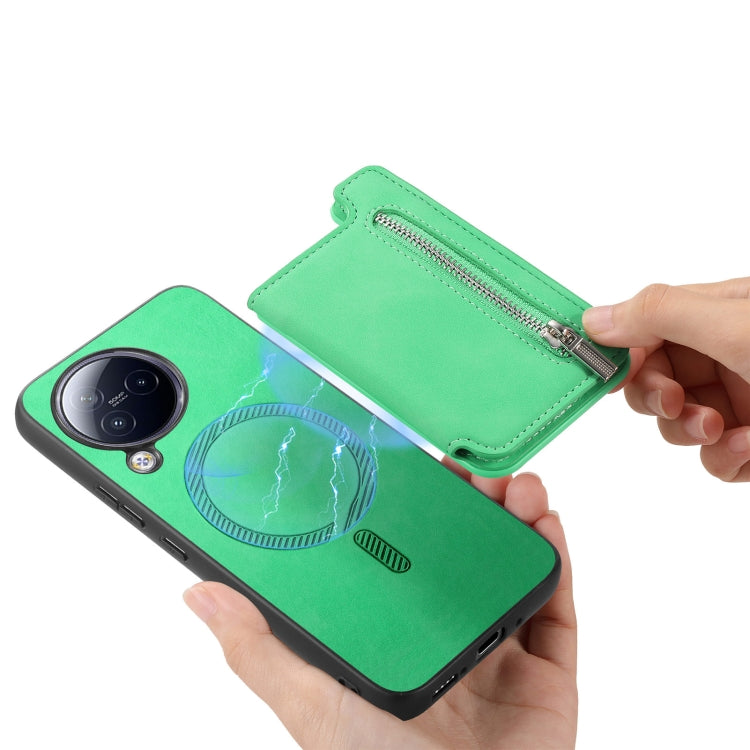 For Redmi A3 Retro MagSafe Zipper Wallet Card Bag Back Phone Case