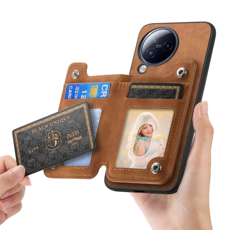 For Redmi A3 Retro MagSafe Zipper Wallet Card Bag Back Phone Case