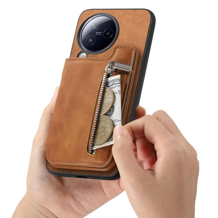For Redmi A3 Retro MagSafe Zipper Wallet Card Bag Back Phone Case