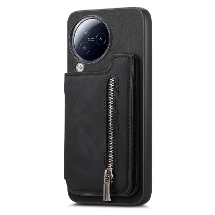 For Redmi A3 Retro MagSafe Zipper Wallet Card Bag Back Phone Case