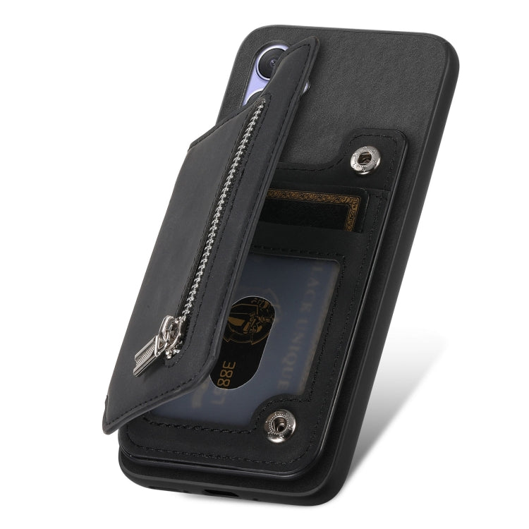 For Redmi A3 Retro MagSafe Zipper Wallet Card Bag Back Phone Case