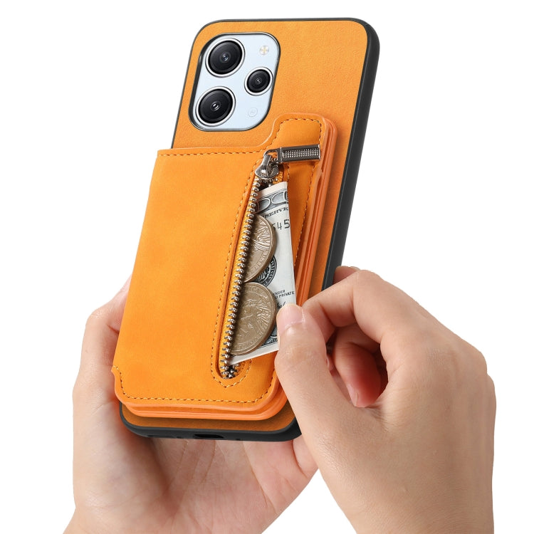For Redmi Note 13 4G Retro MagSafe Zipper Wallet Card Bag Back Phone Case