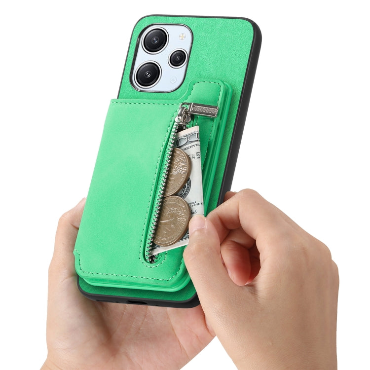 For Redmi Note 13 4G Retro MagSafe Zipper Wallet Card Bag Back Phone Case