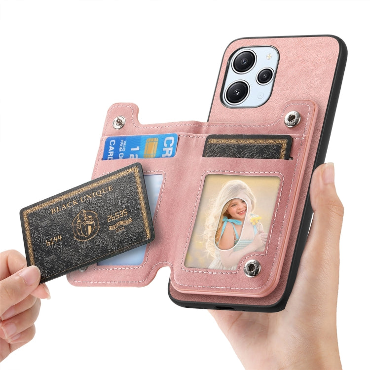 For Redmi Note 13 5G Retro MagSafe Zipper Wallet Card Bag Back Phone Case