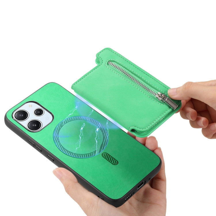 For Redmi Note 13 5G Retro MagSafe Zipper Wallet Card Bag Back Phone Case