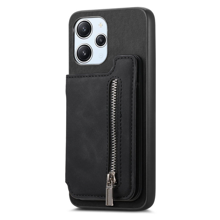 For Redmi Note 13 5G Retro MagSafe Zipper Wallet Card Bag Back Phone Case