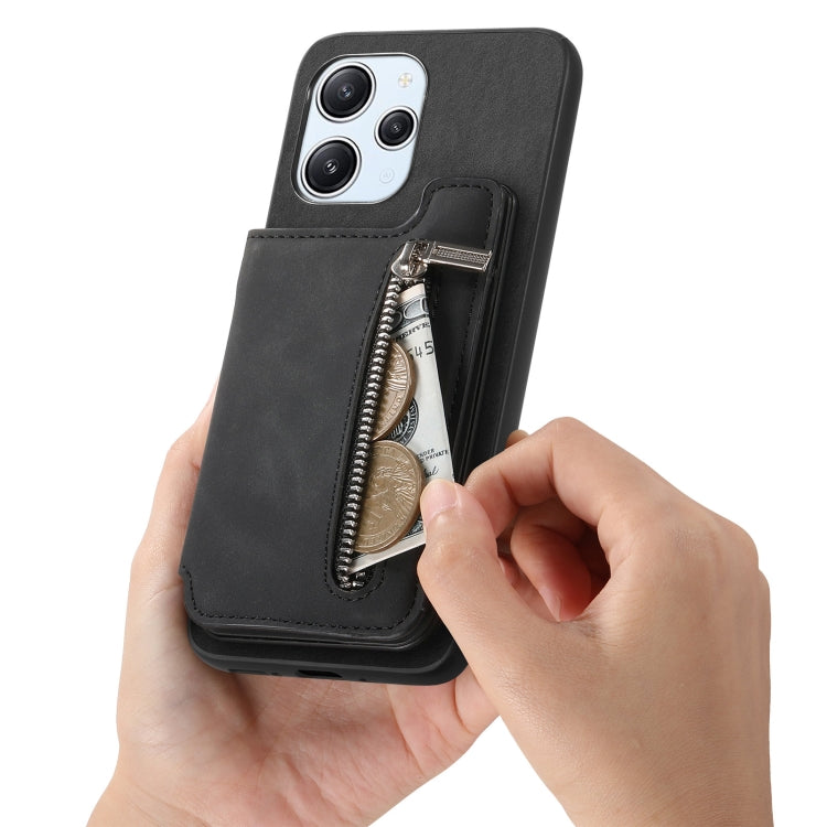 For Redmi Note 13 5G Retro MagSafe Zipper Wallet Card Bag Back Phone Case