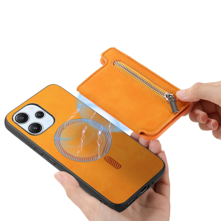For Redmi Note 13 Pro+ Retro MagSafe Zipper Wallet Card Bag Back Phone Case