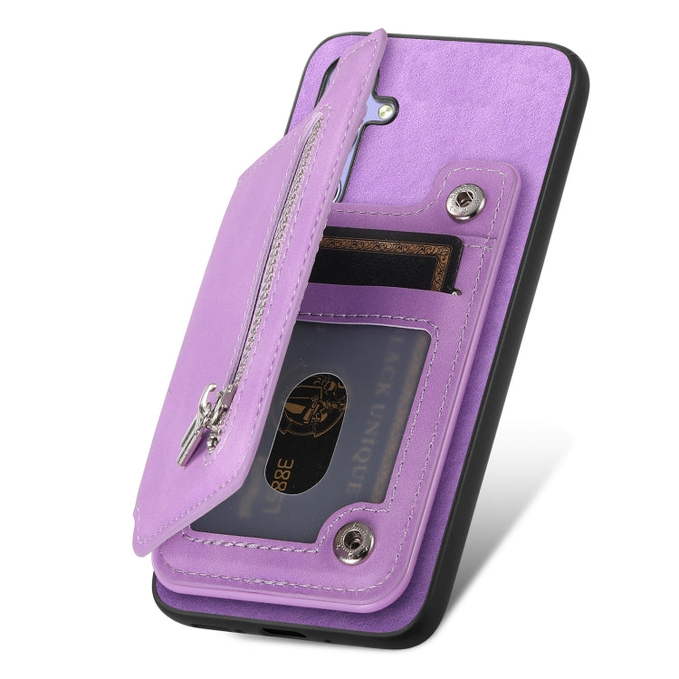 For Redmi 14C 4G Retro MagSafe Zipper Wallet Card Bag Back Phone Case