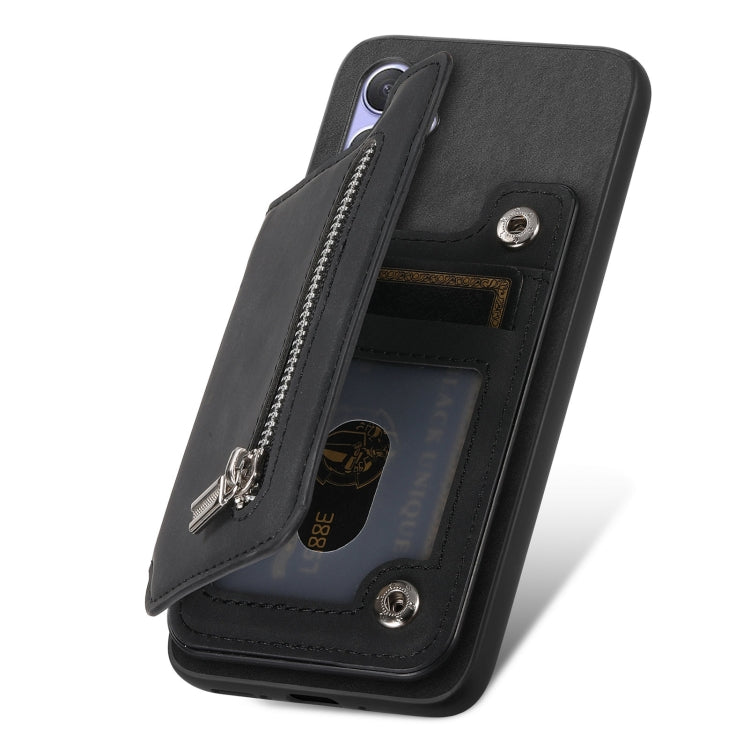 For Redmi 14C 4G Retro MagSafe Zipper Wallet Card Bag Back Phone Case