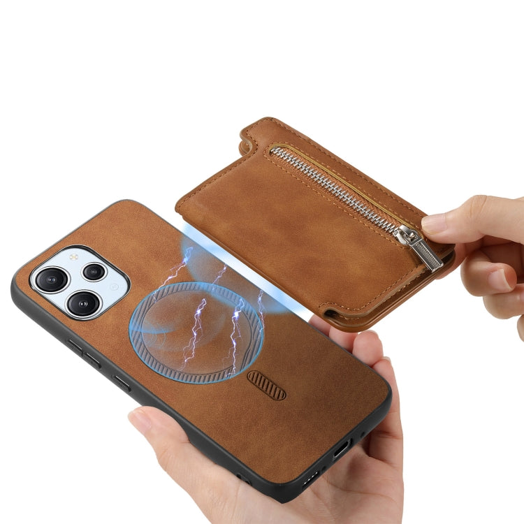 For Xiaomi 15 Retro MagSafe Zipper Wallet Card Bag Back Phone Case