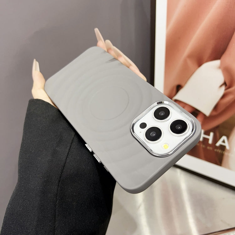 For iPhone 11 Pro Max Wave MagSafe Silver Lens Frame TPU Phone Case