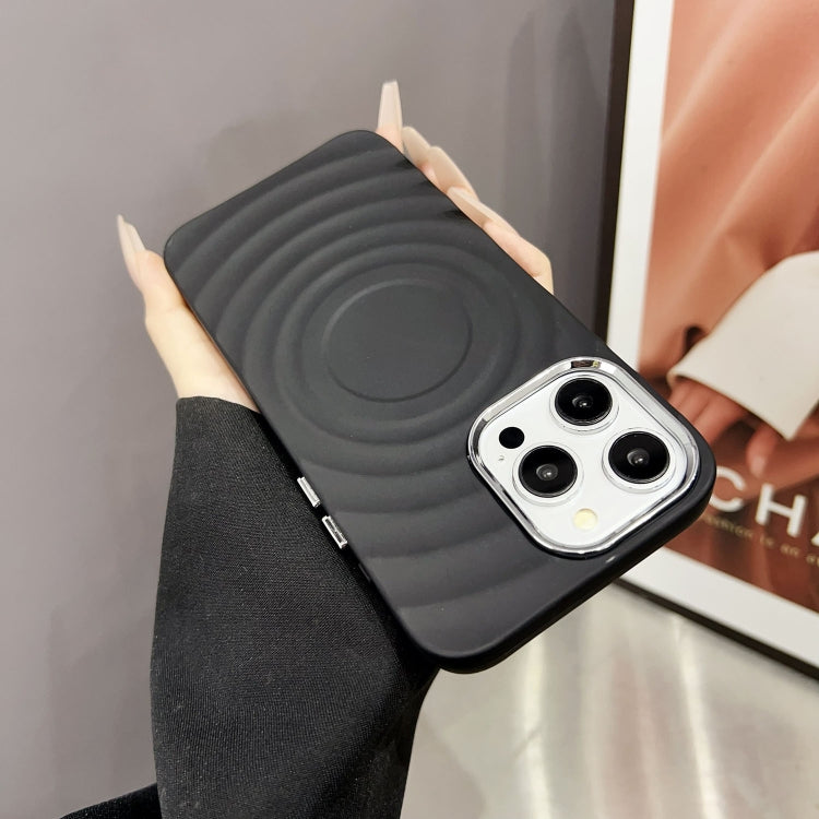 For iPhone 15 Wave MagSafe Silver Lens Frame TPU Phone Case