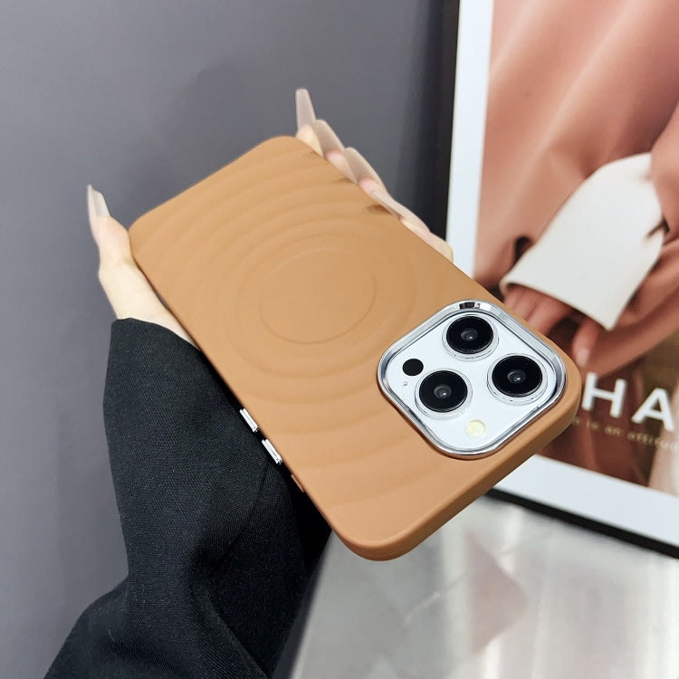For iPhone 15 Pro Wave MagSafe Silver Lens Frame TPU Phone Case