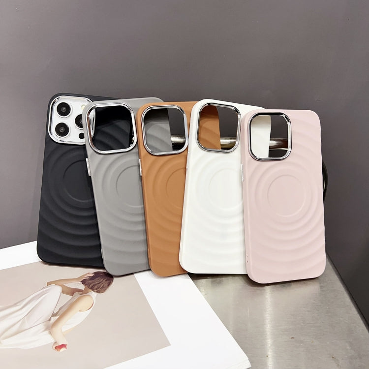 For iPhone 15 Pro Max Wave MagSafe Silver Lens Frame TPU Phone Case