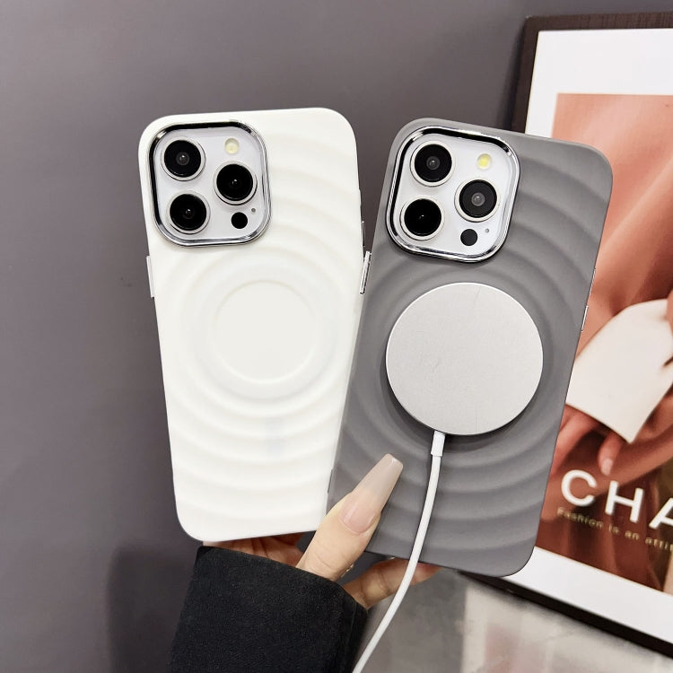 For iPhone 13 Pro Max Wave MagSafe Silver Lens Frame TPU Phone Case