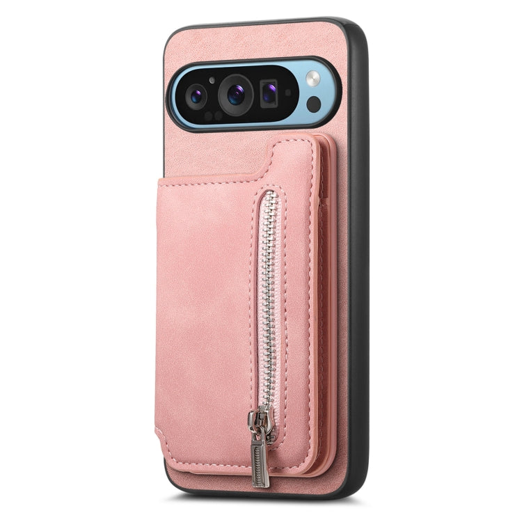 For Google Pixel 8a Retro MagSafe Zipper Wallet Card Bag Back Phone Case