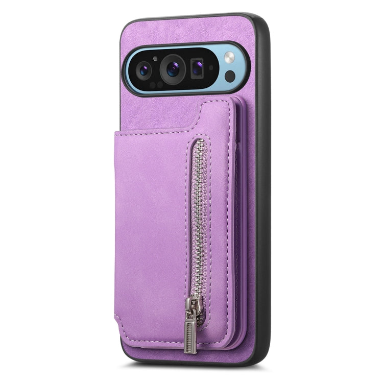 For Google Pixel 8a Retro MagSafe Zipper Wallet Card Bag Back Phone Case