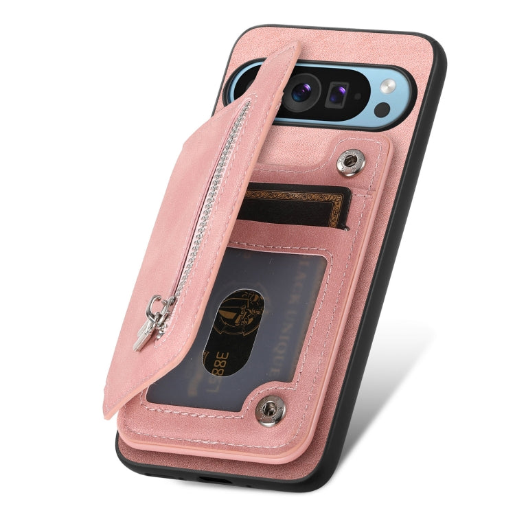 For Google Pixel 8 Pro Retro MagSafe Zipper Wallet Card Bag Back Phone Case