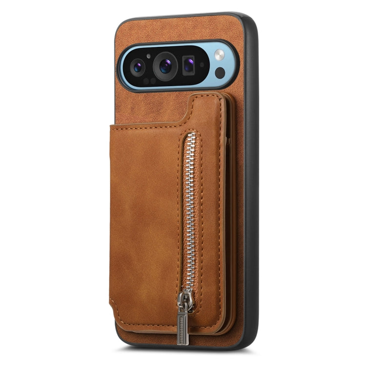 For Google Pixel 8 Pro Retro MagSafe Zipper Wallet Card Bag Back Phone Case