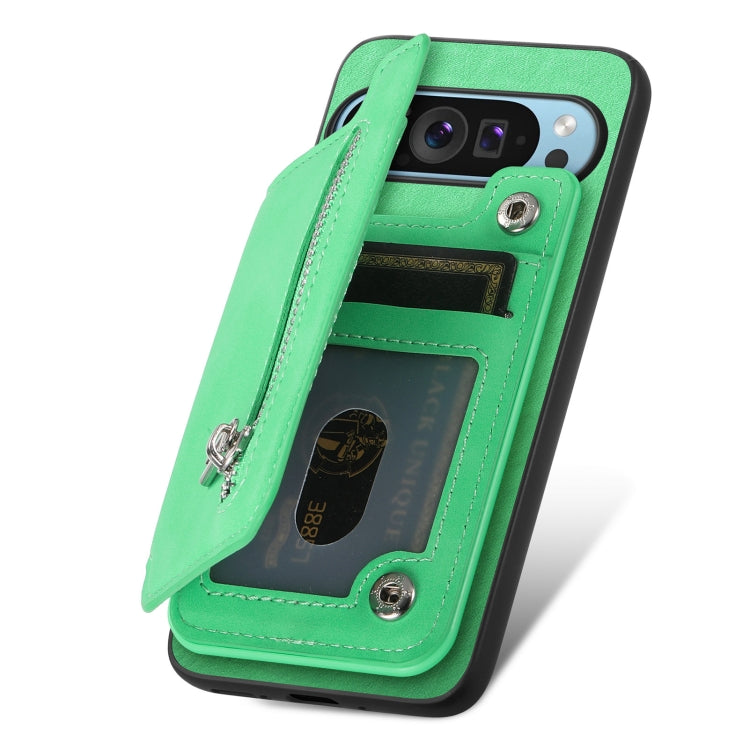 For Google Pixel 8 Retro MagSafe Zipper Wallet Card Bag Back Phone Case