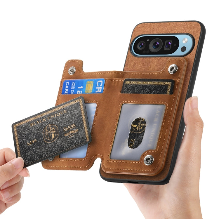 For Google Pixel 8 Retro MagSafe Zipper Wallet Card Bag Back Phone Case
