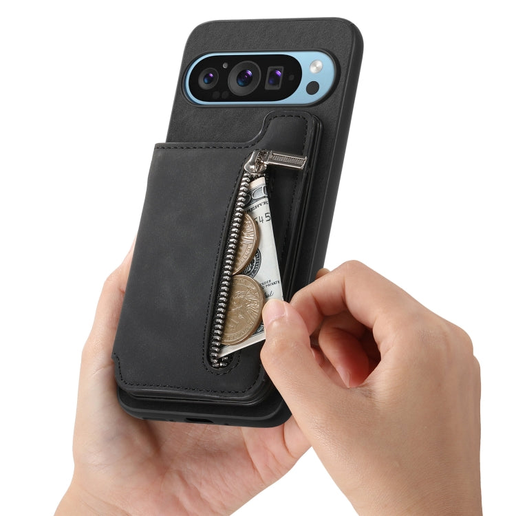 For Google Pixel 8 Retro MagSafe Zipper Wallet Card Bag Back Phone Case